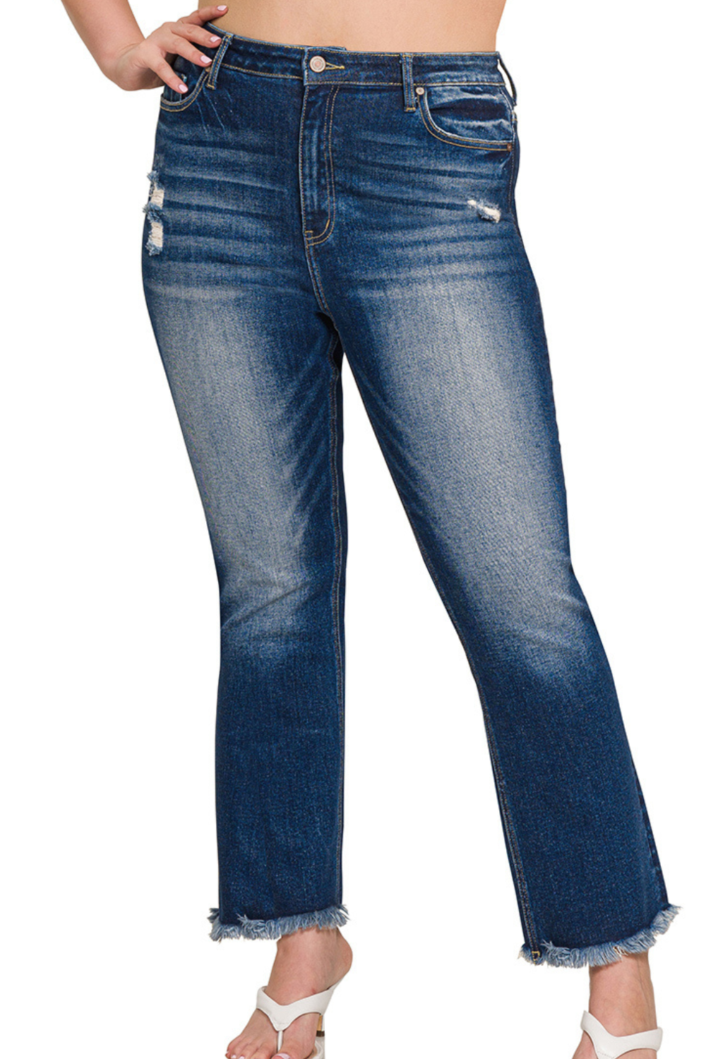 Bristol Cropped Raw Hem Straight Leg Jeans