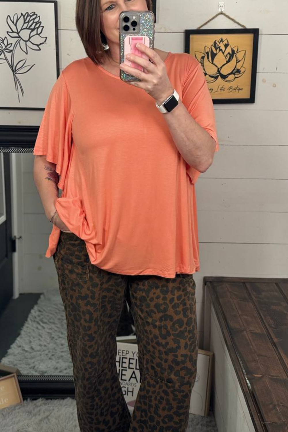 Tilly Flowy Sleeve Tee - Salmon