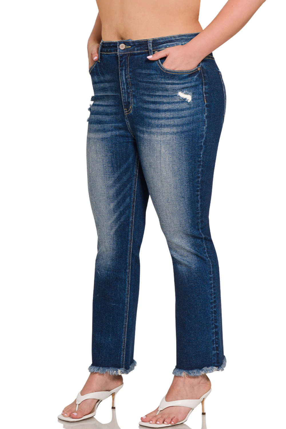 Bristol Cropped Raw Hem Straight Leg Jeans