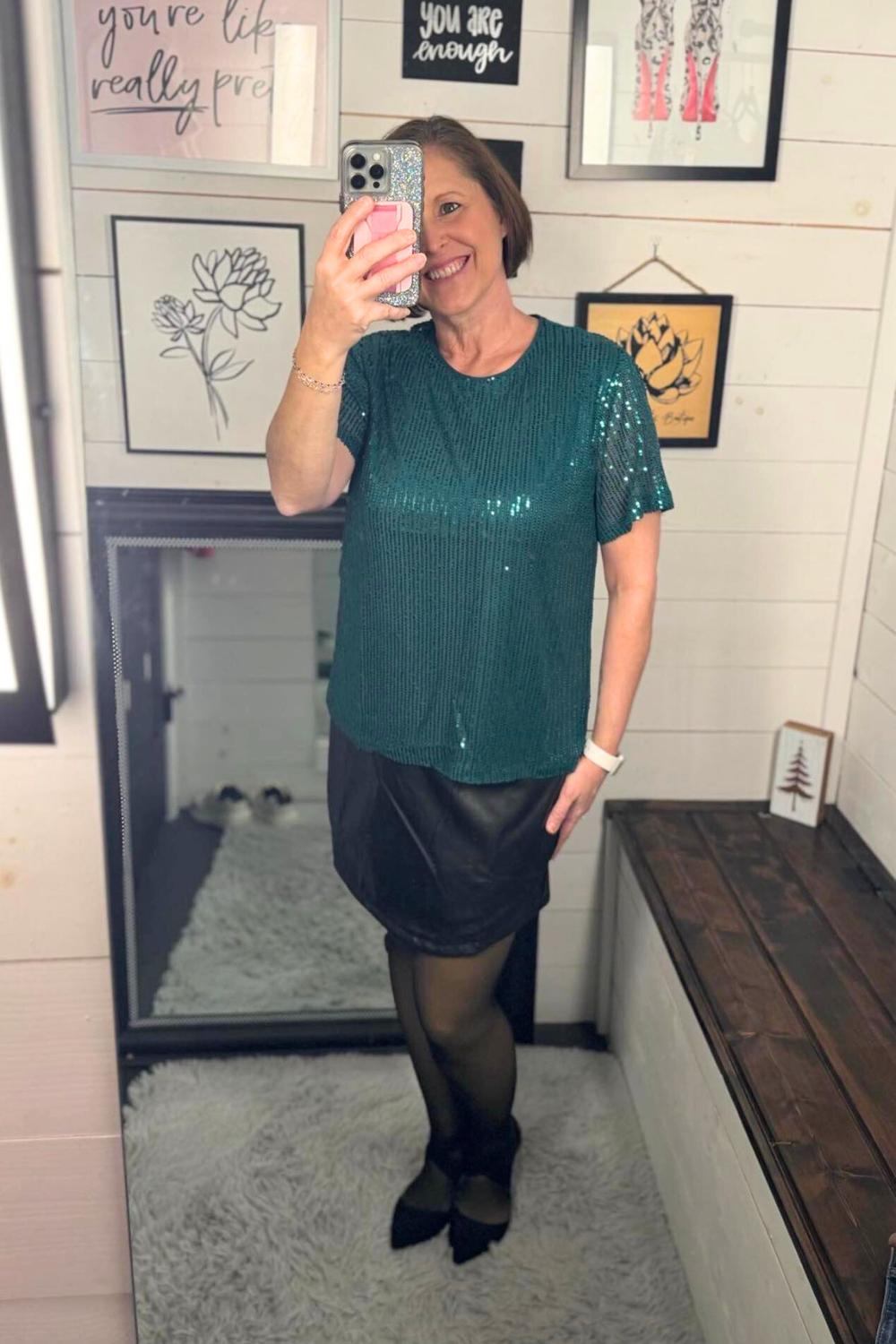 Short Sleeve Sequin Top