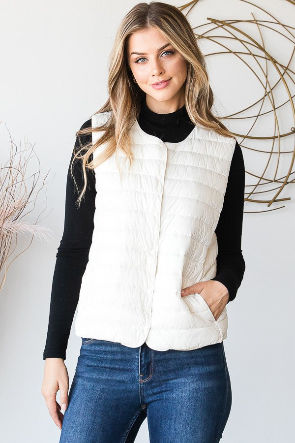 Snap Puffer Vest with Duck Down
