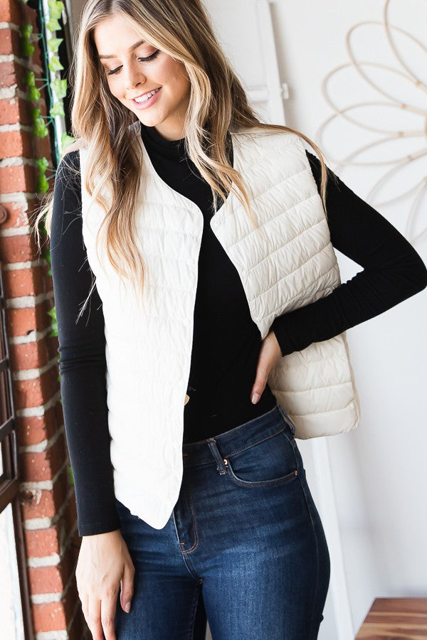 Snap Puffer Vest with Duck Down