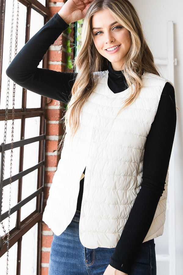 Snap Puffer Vest with Duck Down