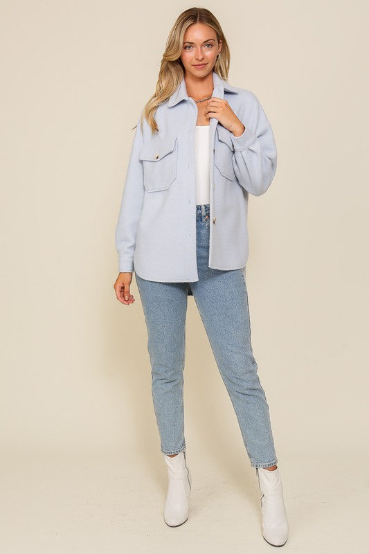 Lynn Cozy Shacket - Baby Blue