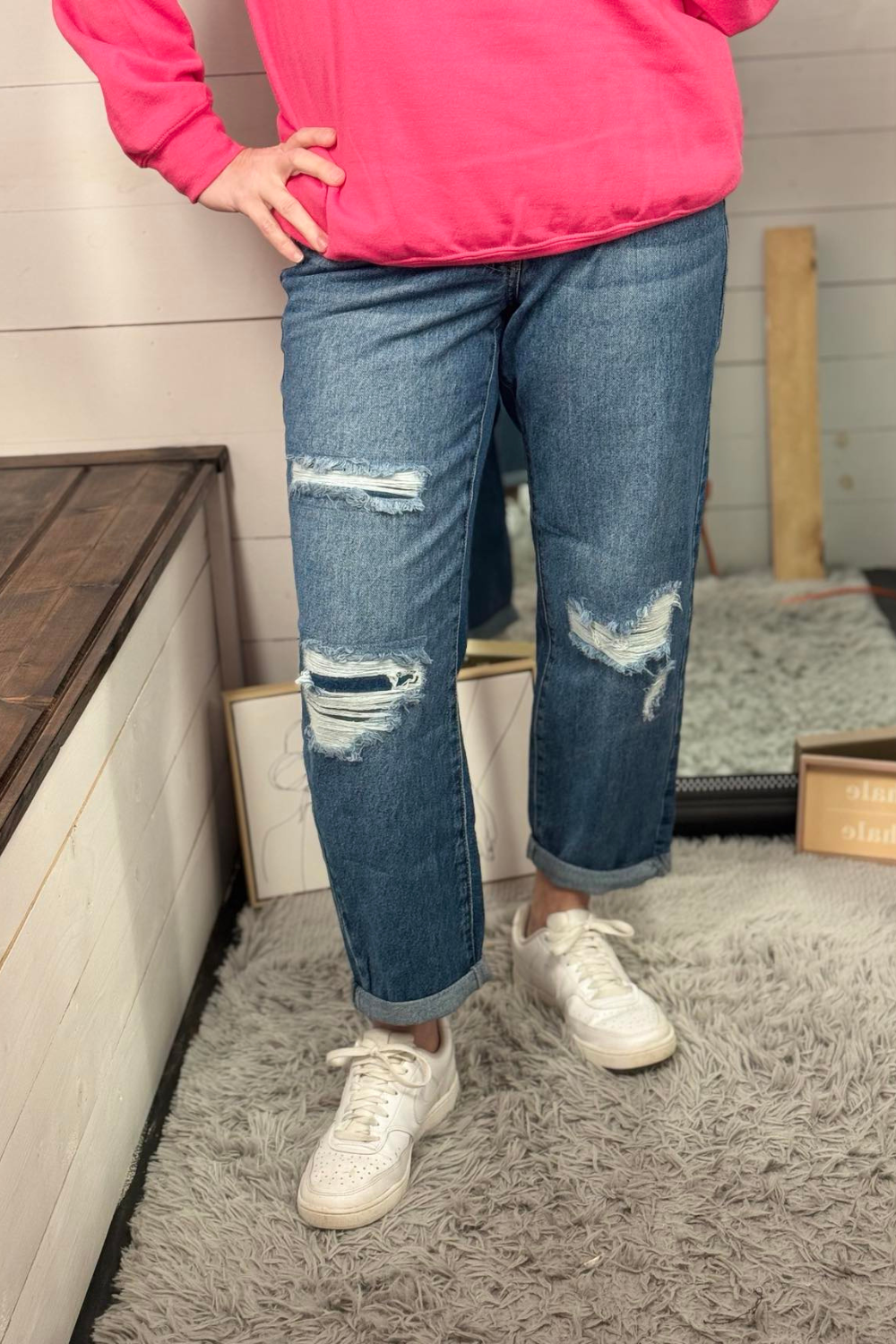 Laylani Mid-Rise Boyfriend Jean with Cuff