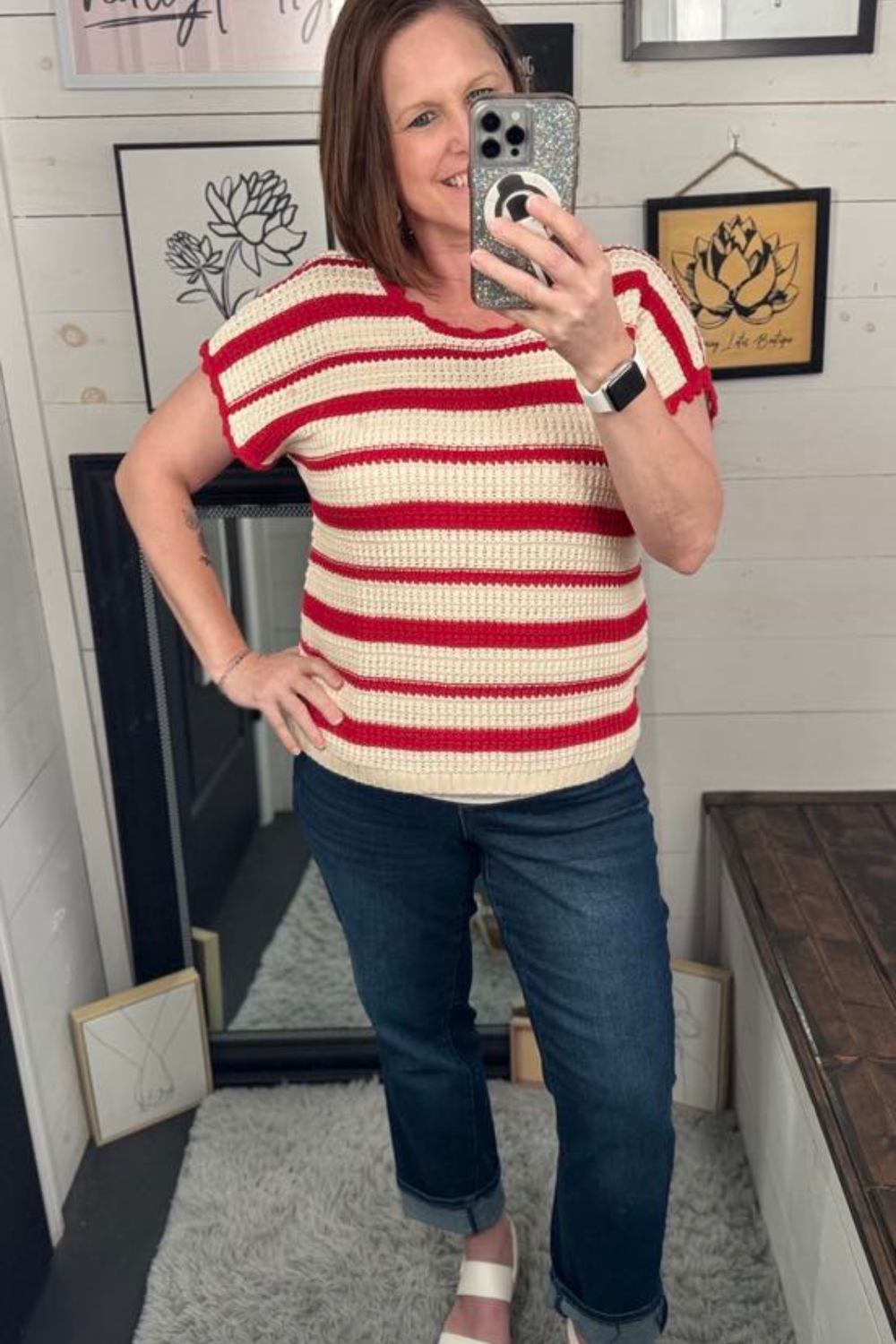 Monica Striped Crochet Sweater