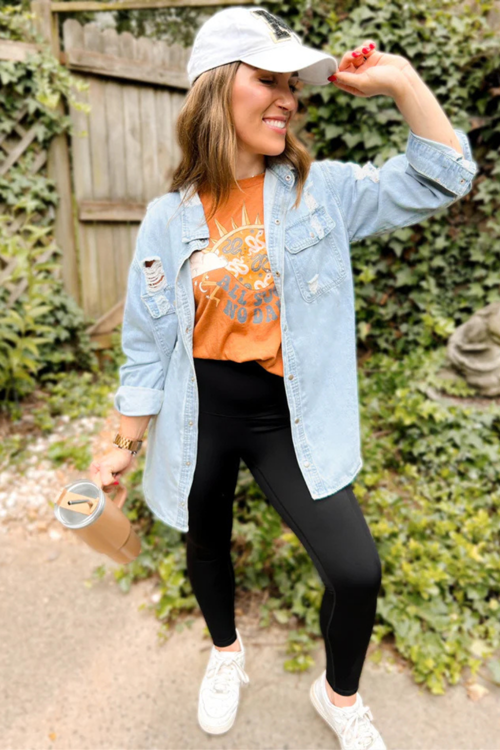 Delaney Distressed Denim Shacket - Blue Denim