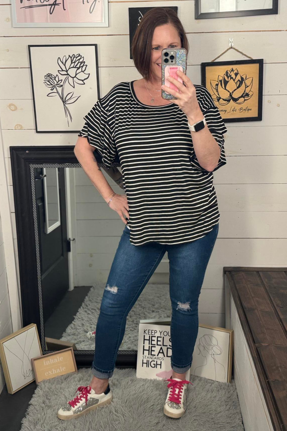 Meghan Stripe Jersey Knit Top