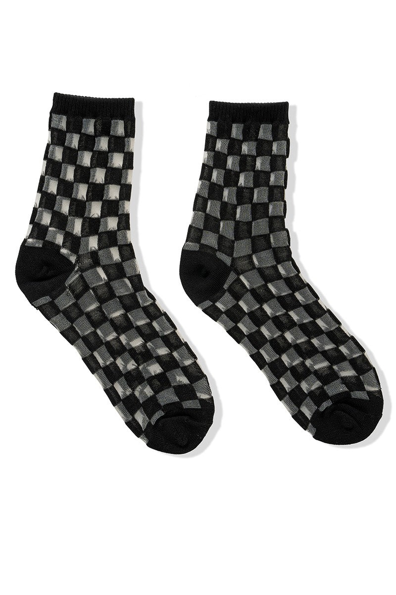 Sheer Mesh Checkered Socks