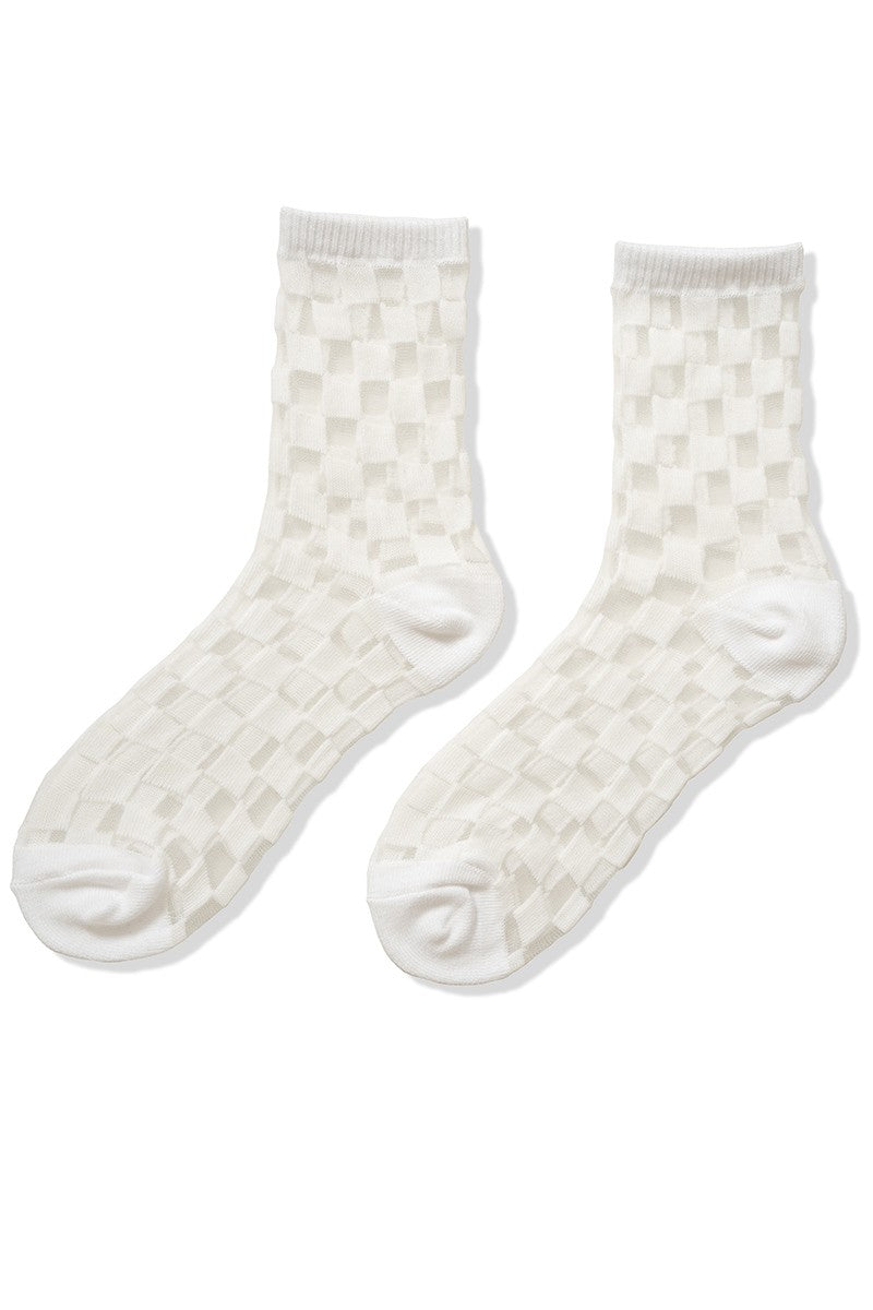 Sheer Mesh Checkered Socks