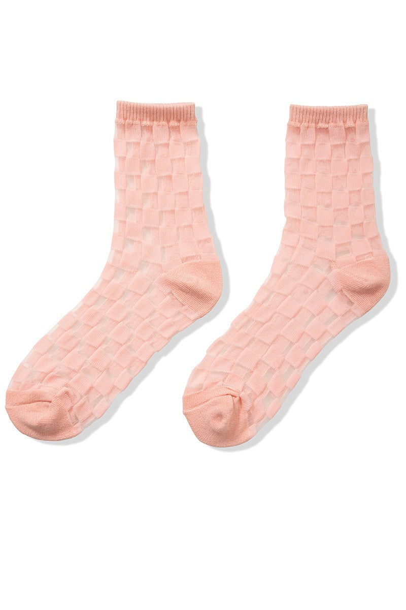 Sheer Mesh Checkered Socks