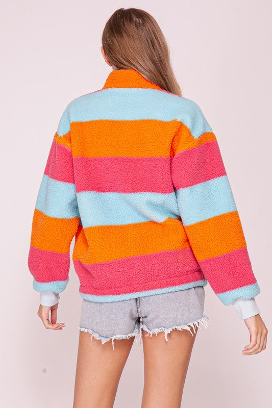 Trixie Bold Striped Half Zip Sweatshirt