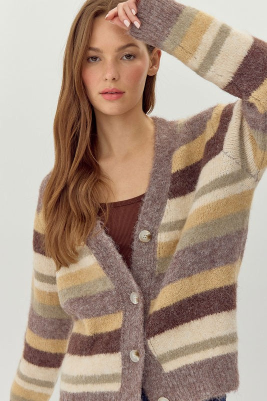 Madi Striped Knit Cardigan