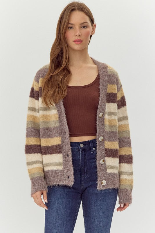 Madi Striped Knit Cardigan