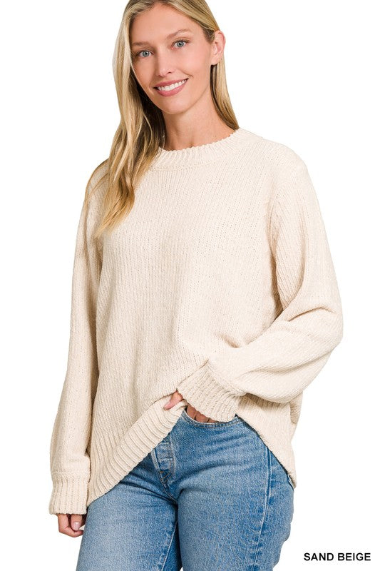 Emma Chenille Sweater - Sand Beige