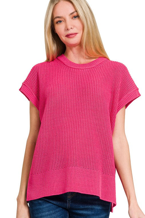 Samantha Sweater Vest - Hot Pink