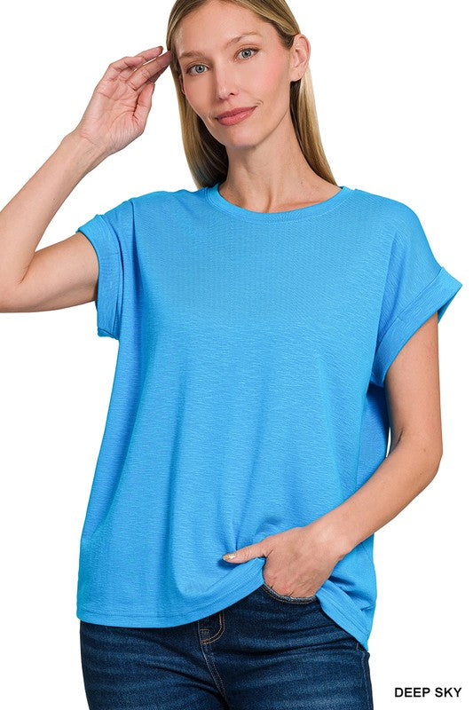 Olivia Slub Rolled Sleeve Tee