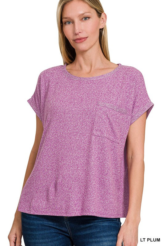 Eva Hacci Tee with Pocket - Light Plum