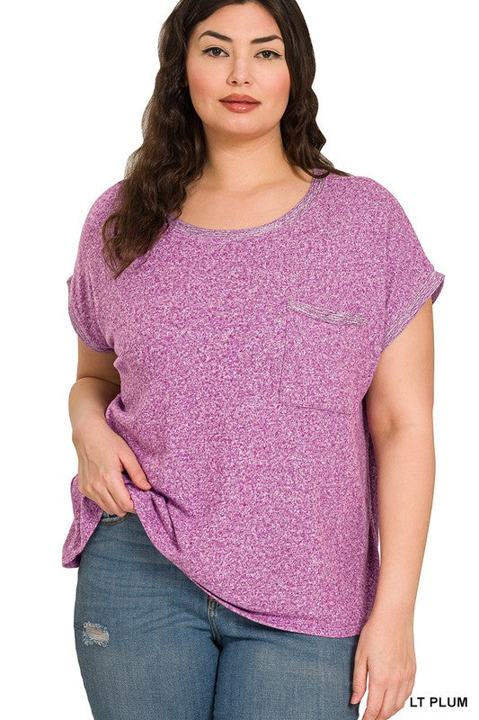 Eva Hacci Tee with Pocket - Light Plum