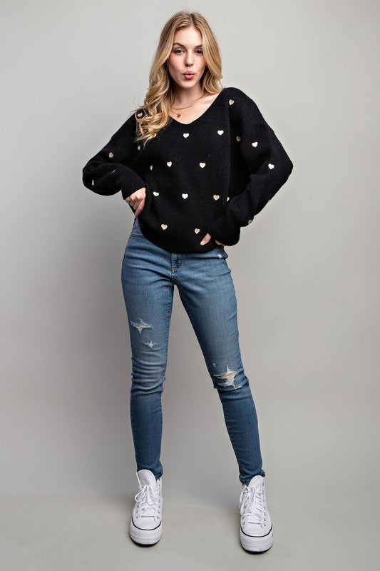 Isabella Heart Pattern Sweater
