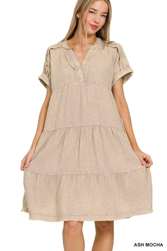 Libby Double Gauze Dress - Ash Mocha
