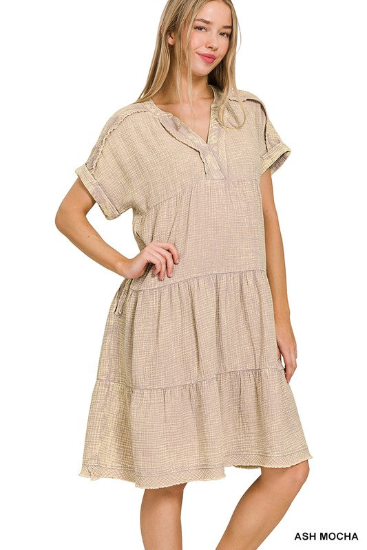 Libby Double Gauze Dress - Ash Mocha
