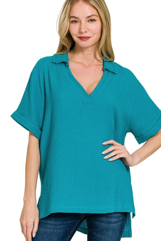 Callie Double Gauze VNeck Top