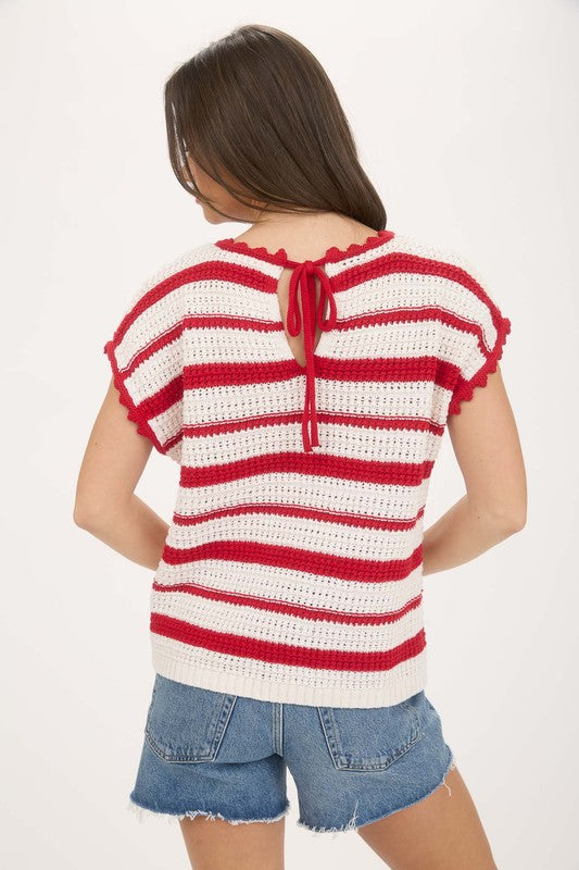 Monica Striped Crochet Sweater