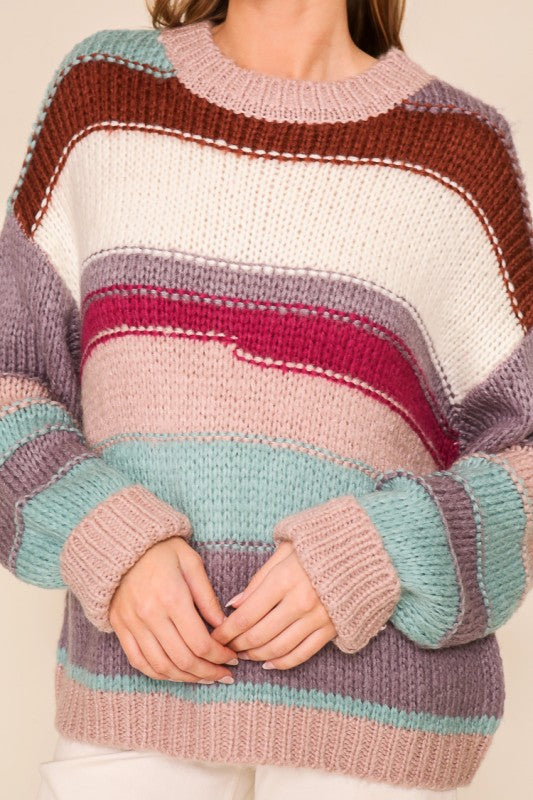 Lila Chunky Knit Striped Sweater
