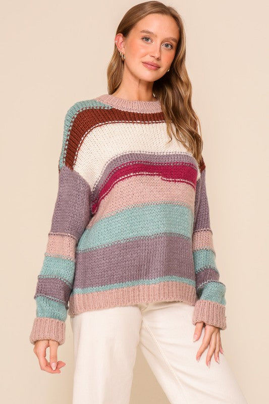Lila Chunky Knit Striped Sweater