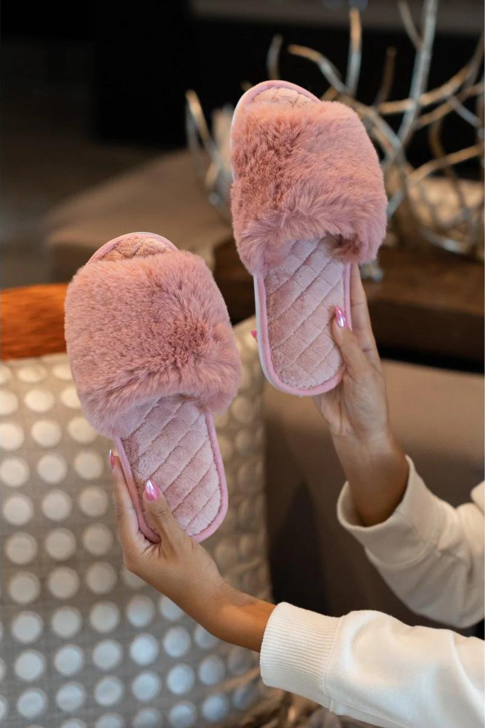 Keira Solid Plush Slippers