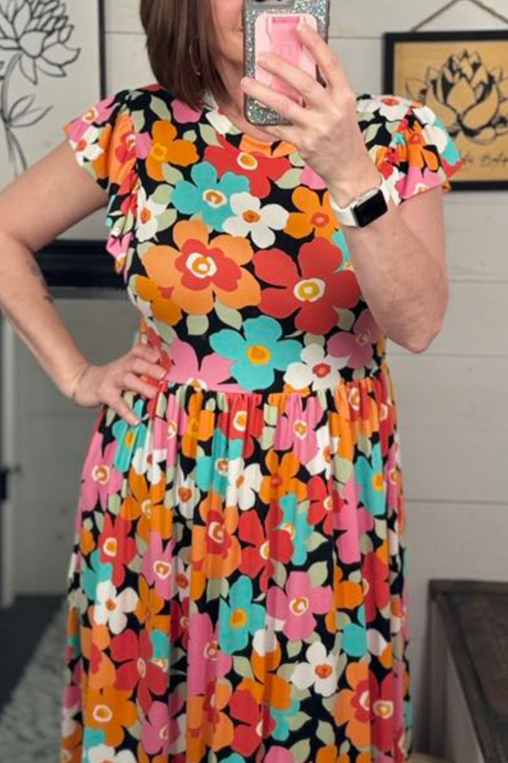 Lyla Retro Floral Midi Dress