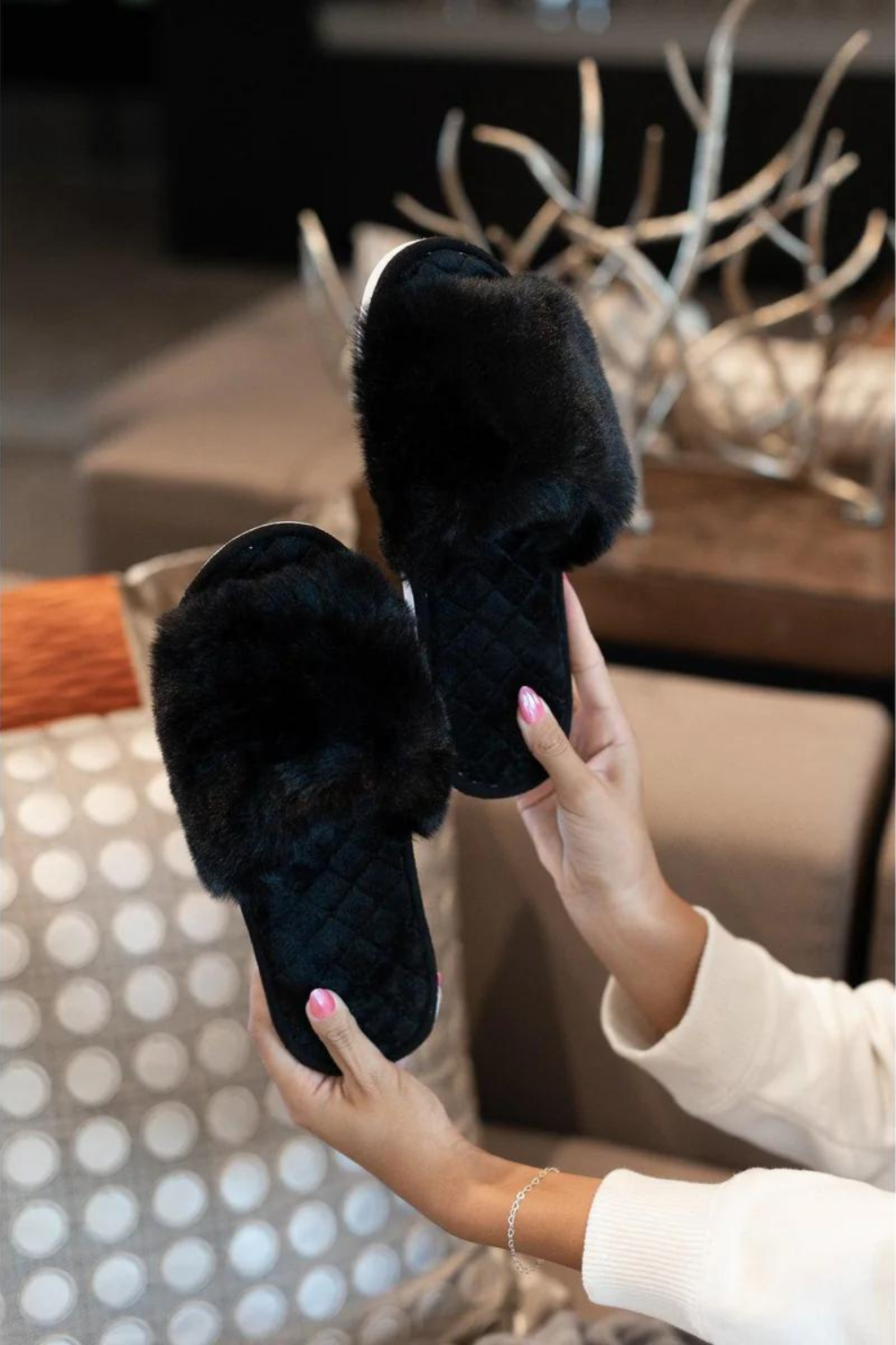 Keira Solid Plush Slippers