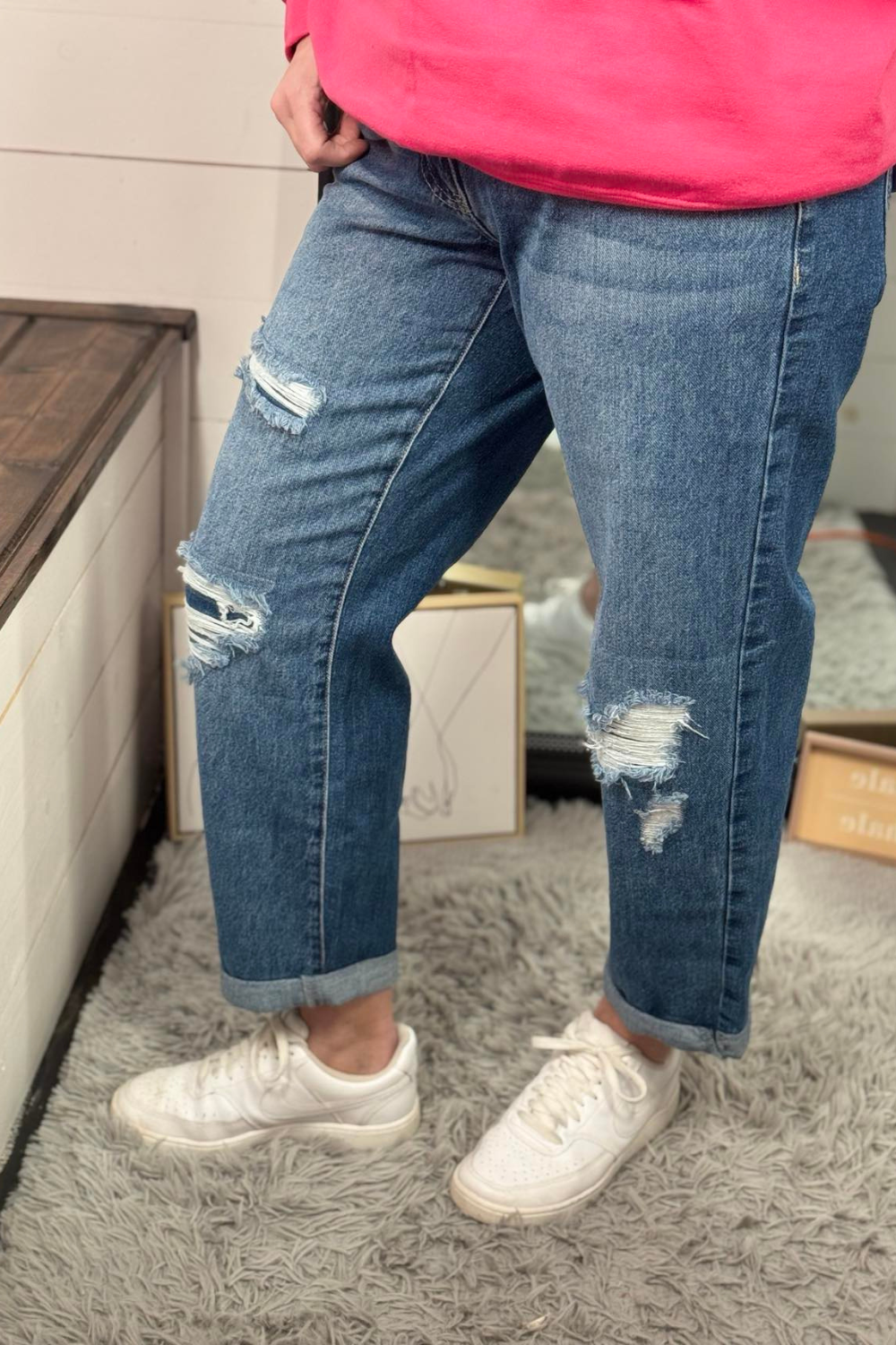 Laylani Mid-Rise Boyfriend Jean with Cuff