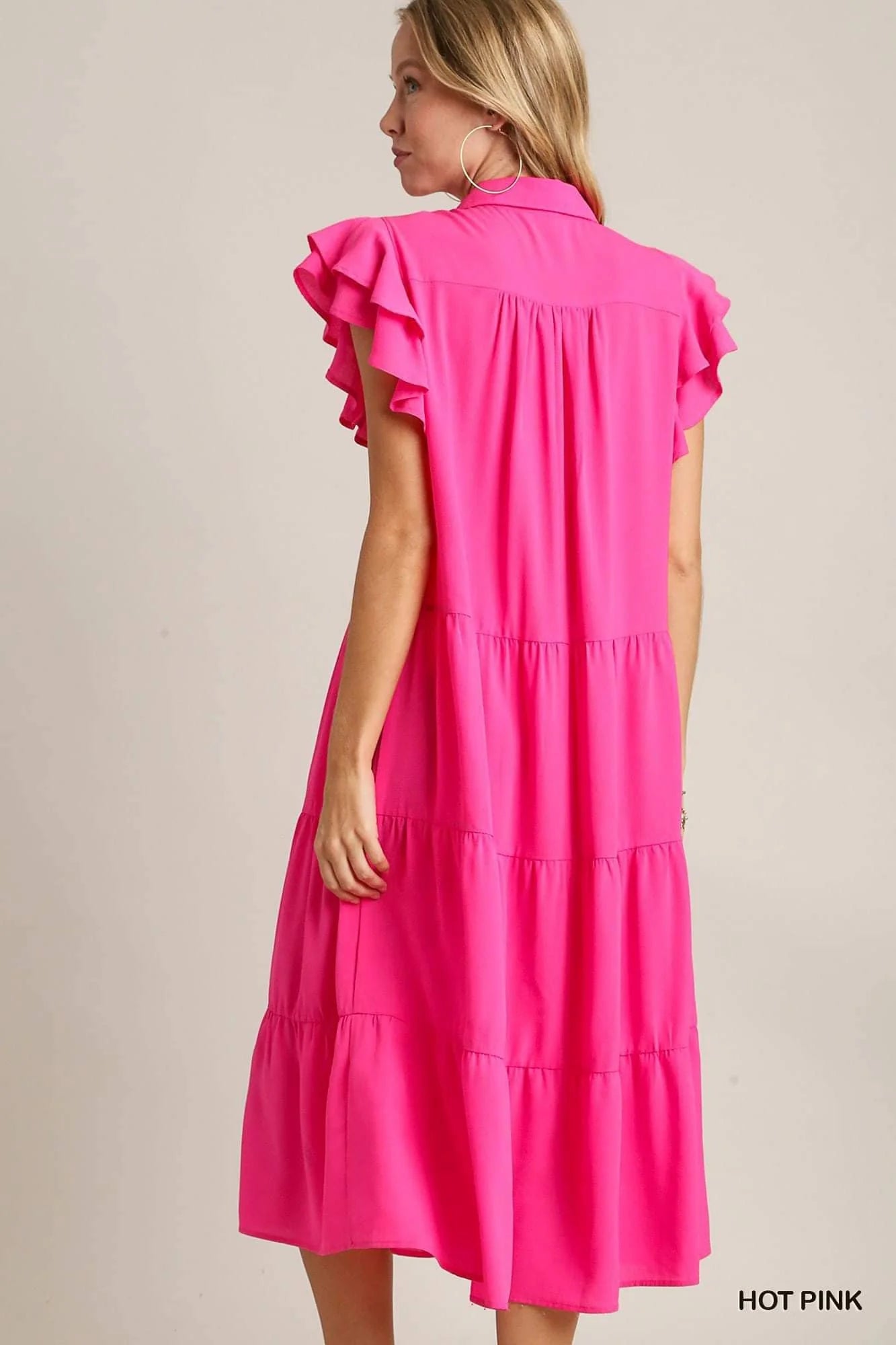 Collared Tiered Midi Dress