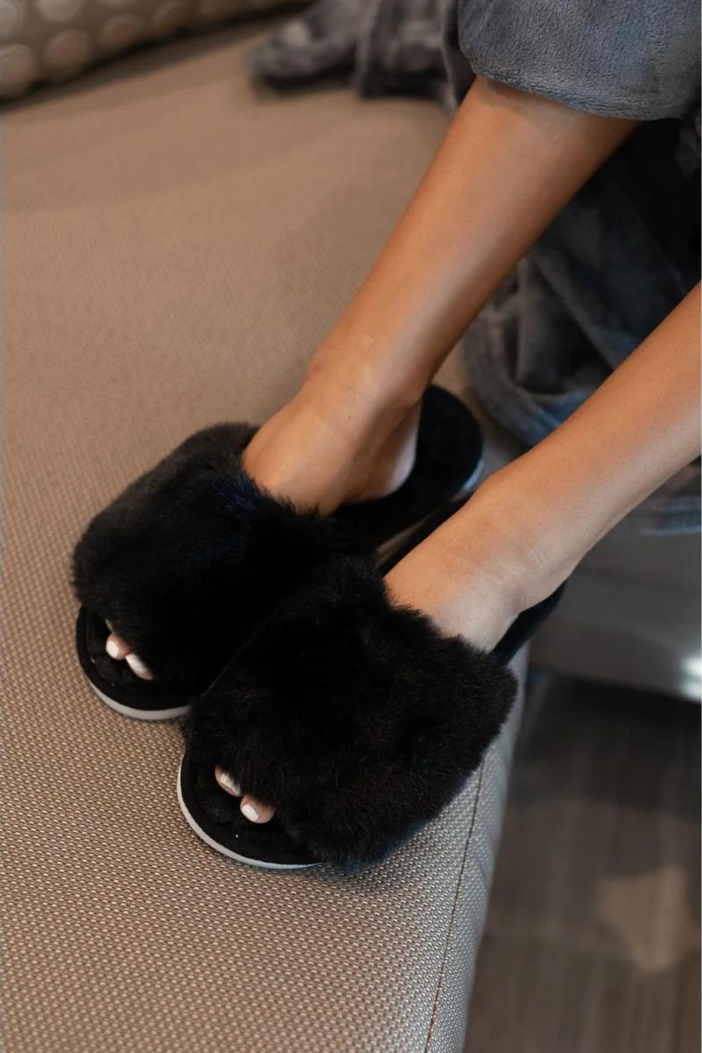 Keira Solid Plush Slippers