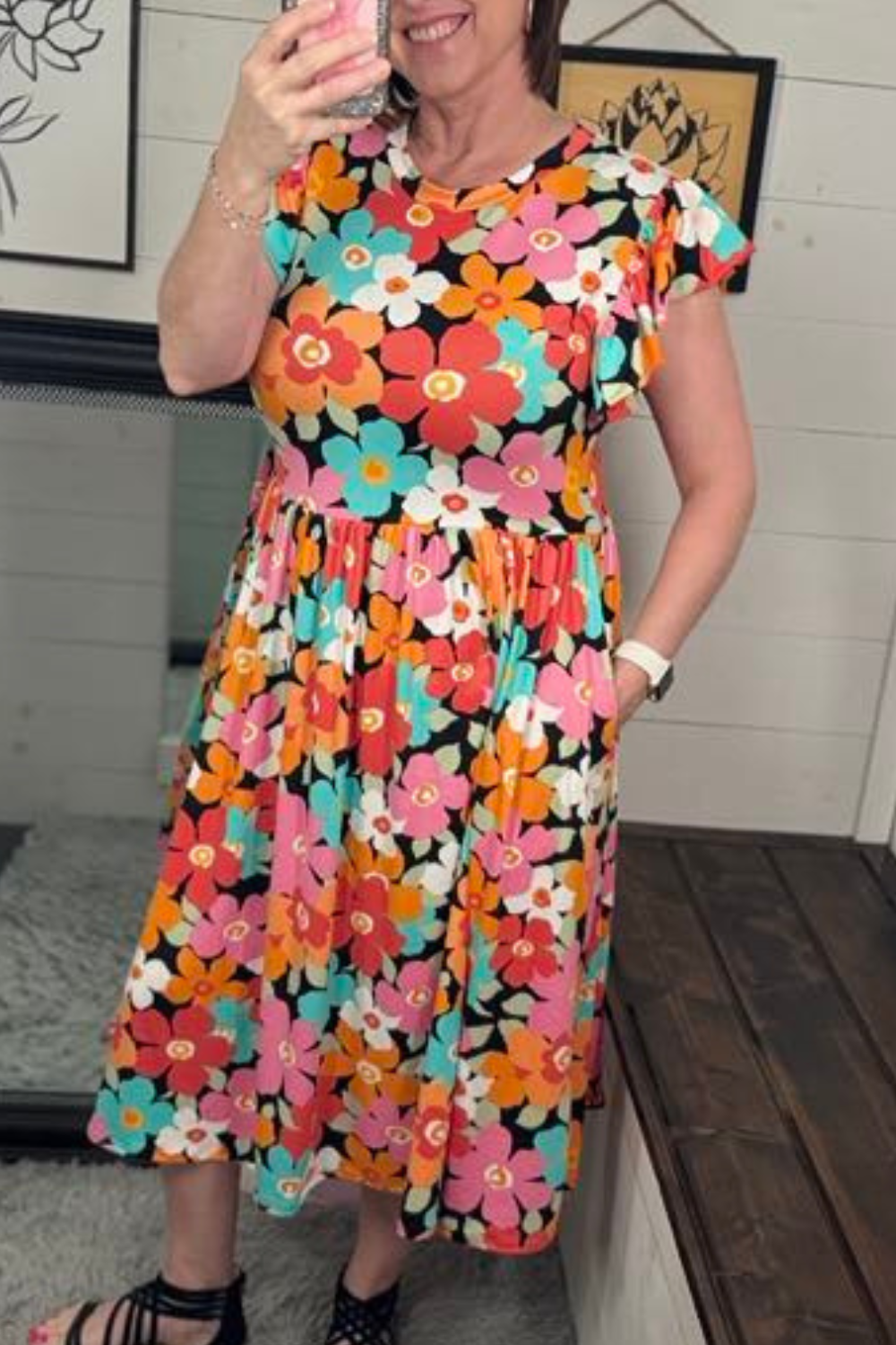 Lyla Retro Floral Midi Dress