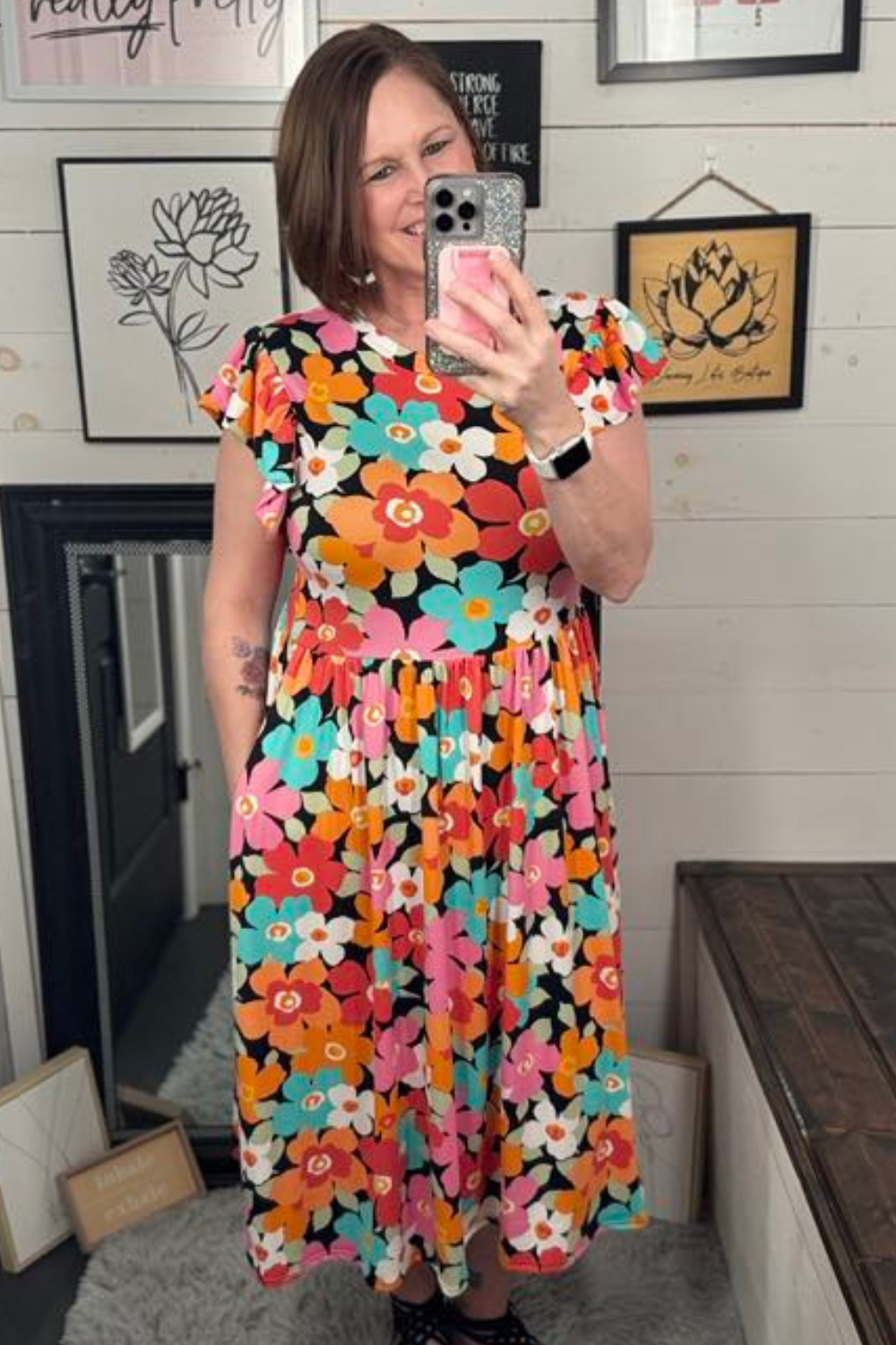 Lyla Retro Floral Midi Dress