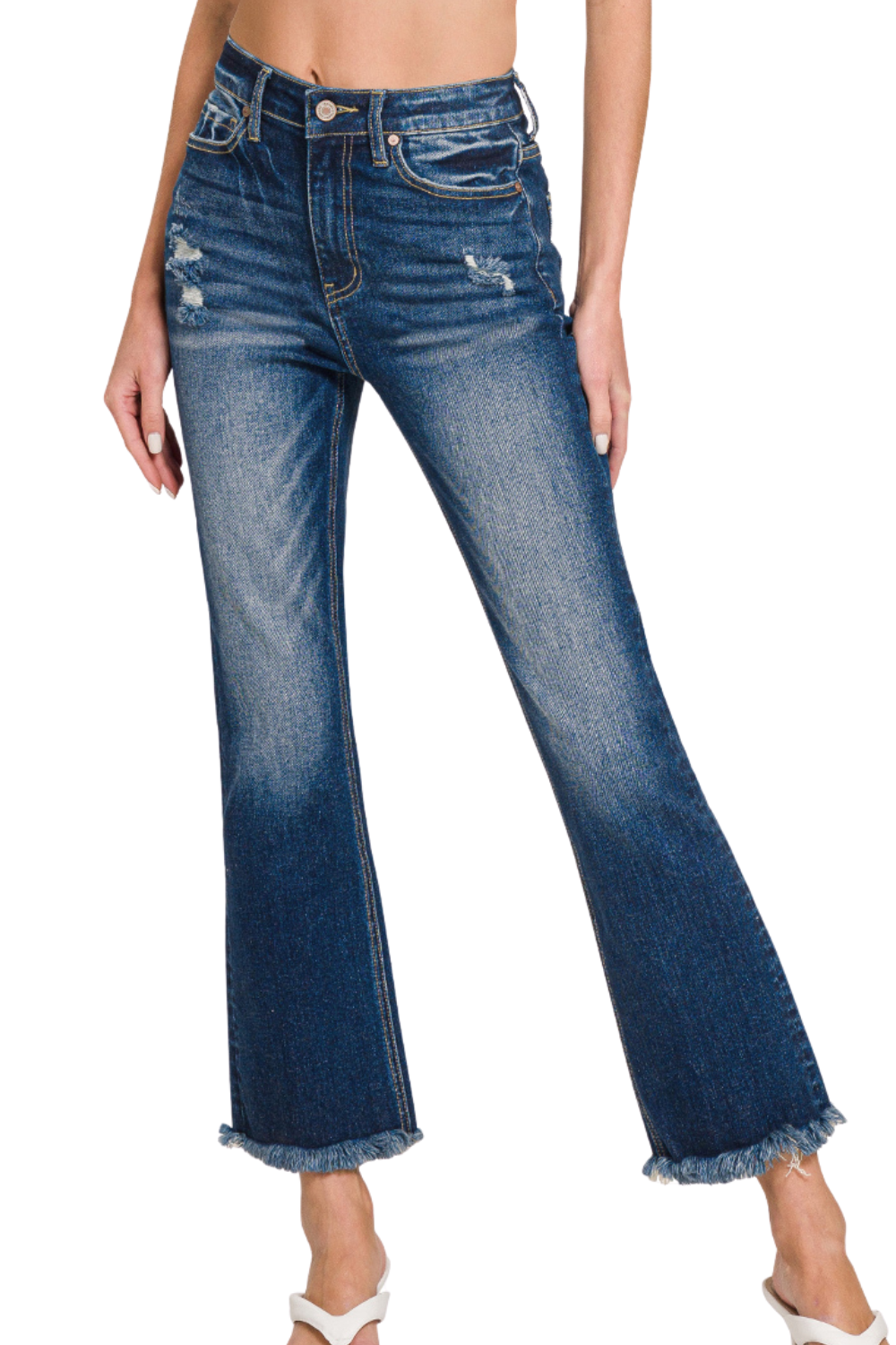 Bristol Cropped Raw Hem Straight Leg Jeans