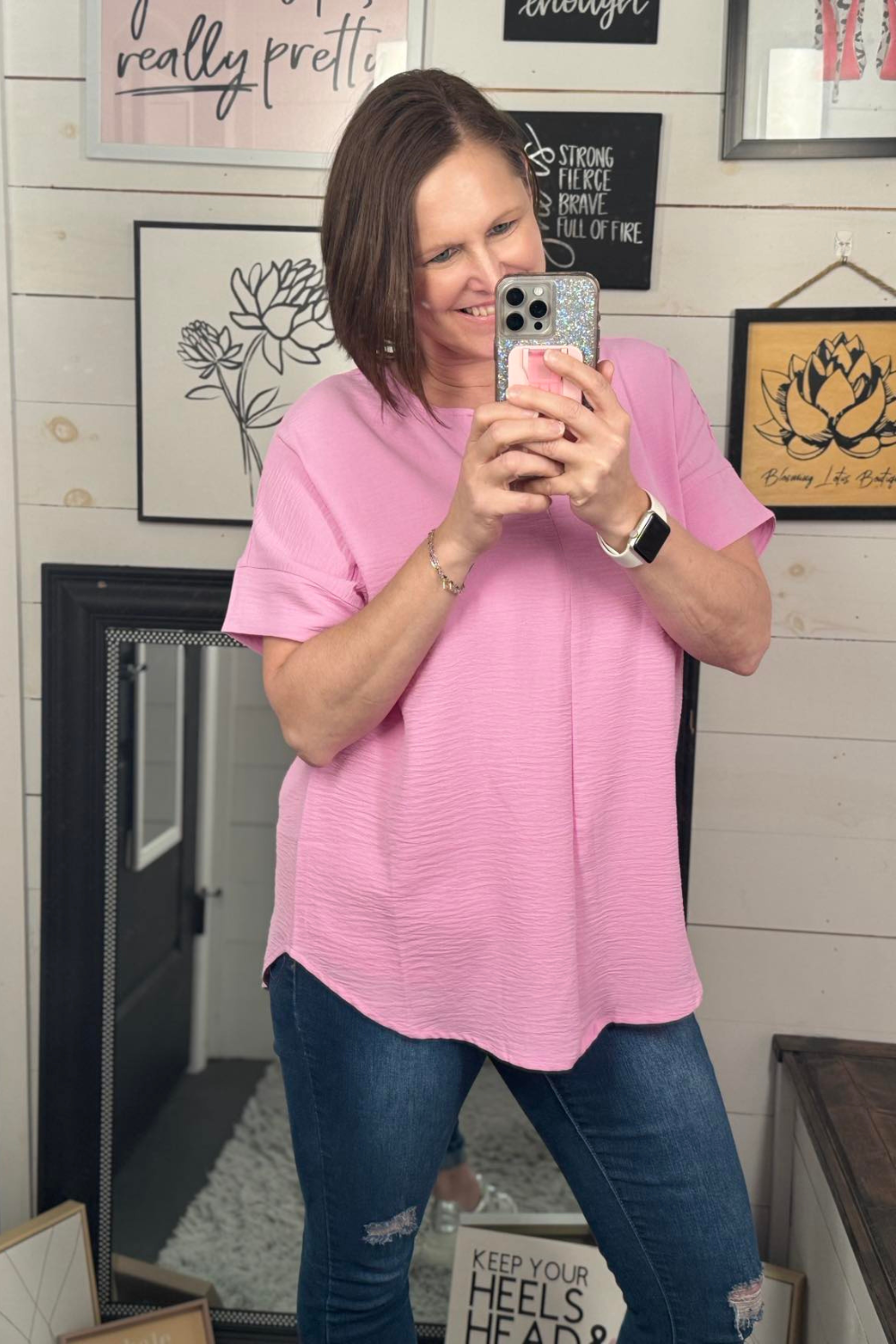 Taylor Woven Split Neck Top