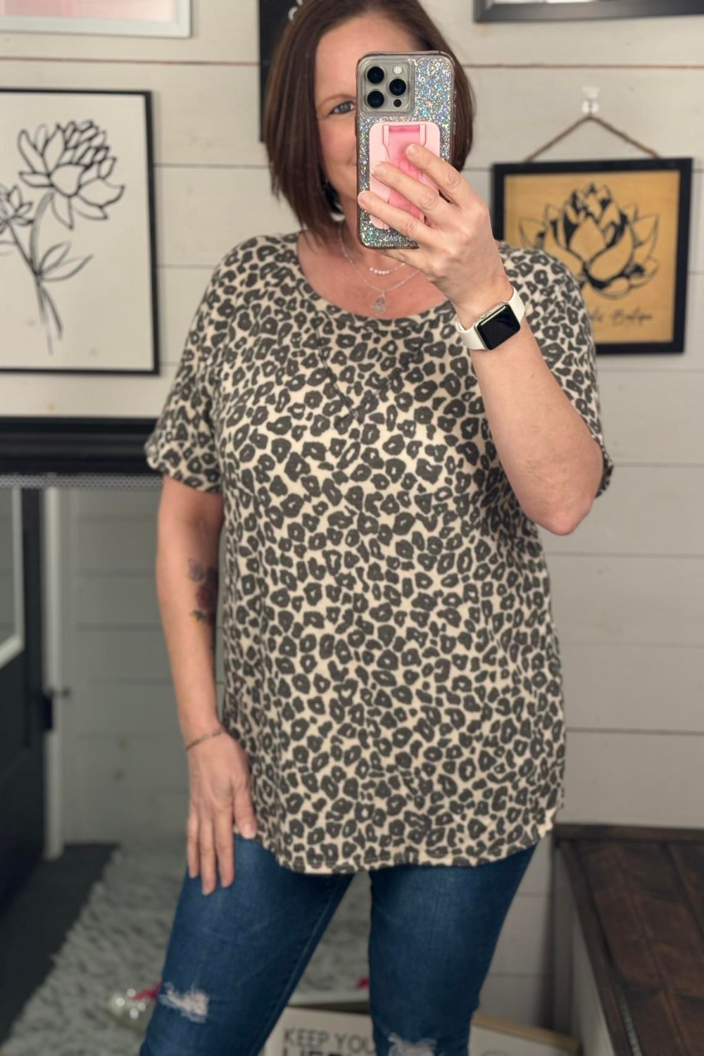 Susy Leopard Print Raglan Top