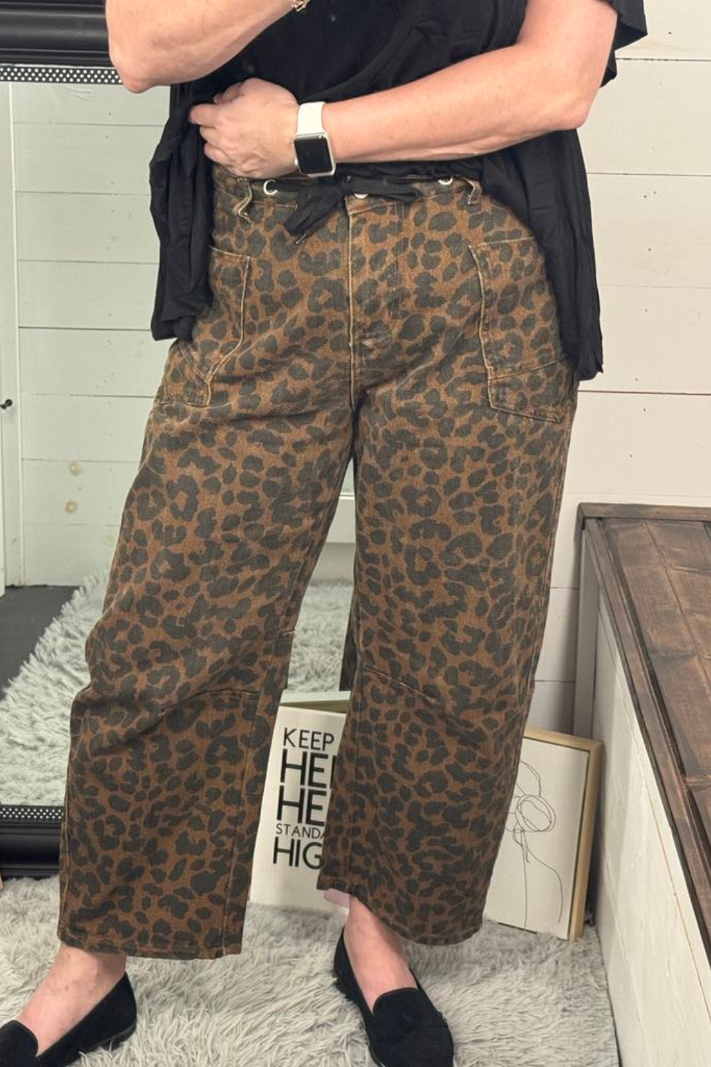 Gracie Leopard Print Barrel Jeans