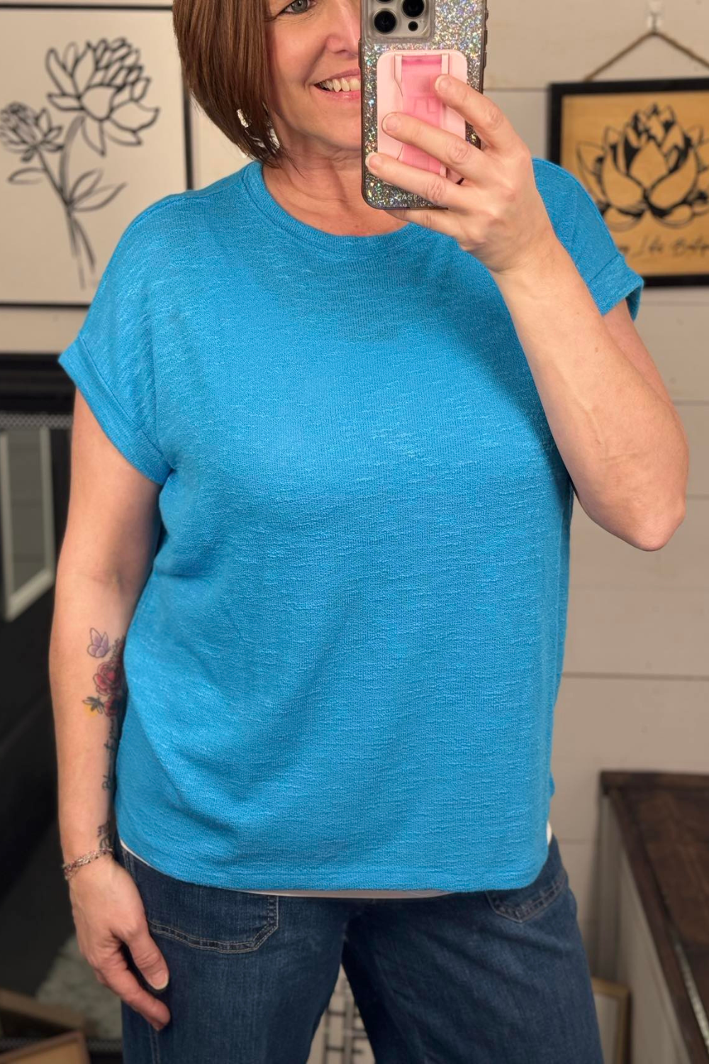 Alana Hacci Slub Tee - Deep Sky
