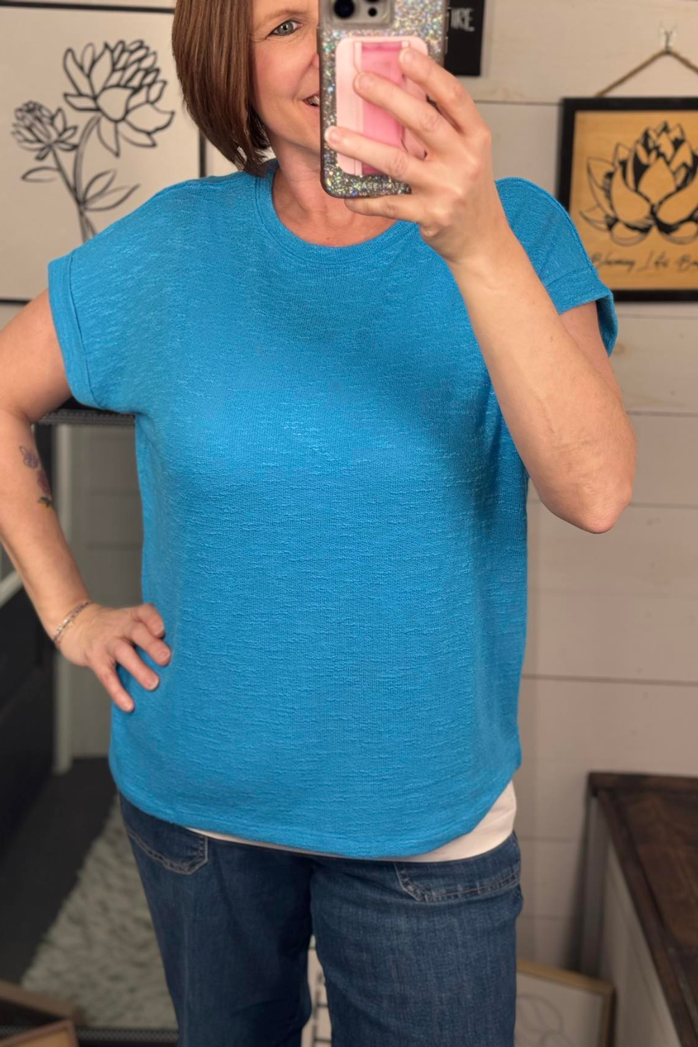 Alana Hacci Slub Tee - Deep Sky