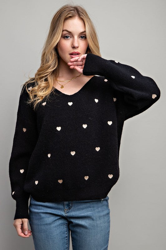 Isabella Heart Pattern Sweater