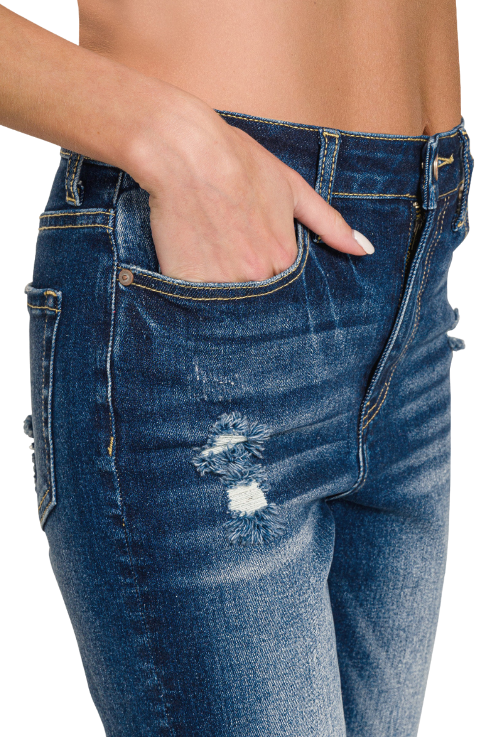 Bristol Cropped Raw Hem Straight Leg Jeans