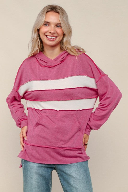 Natalie Striped Hoodie with Pocket