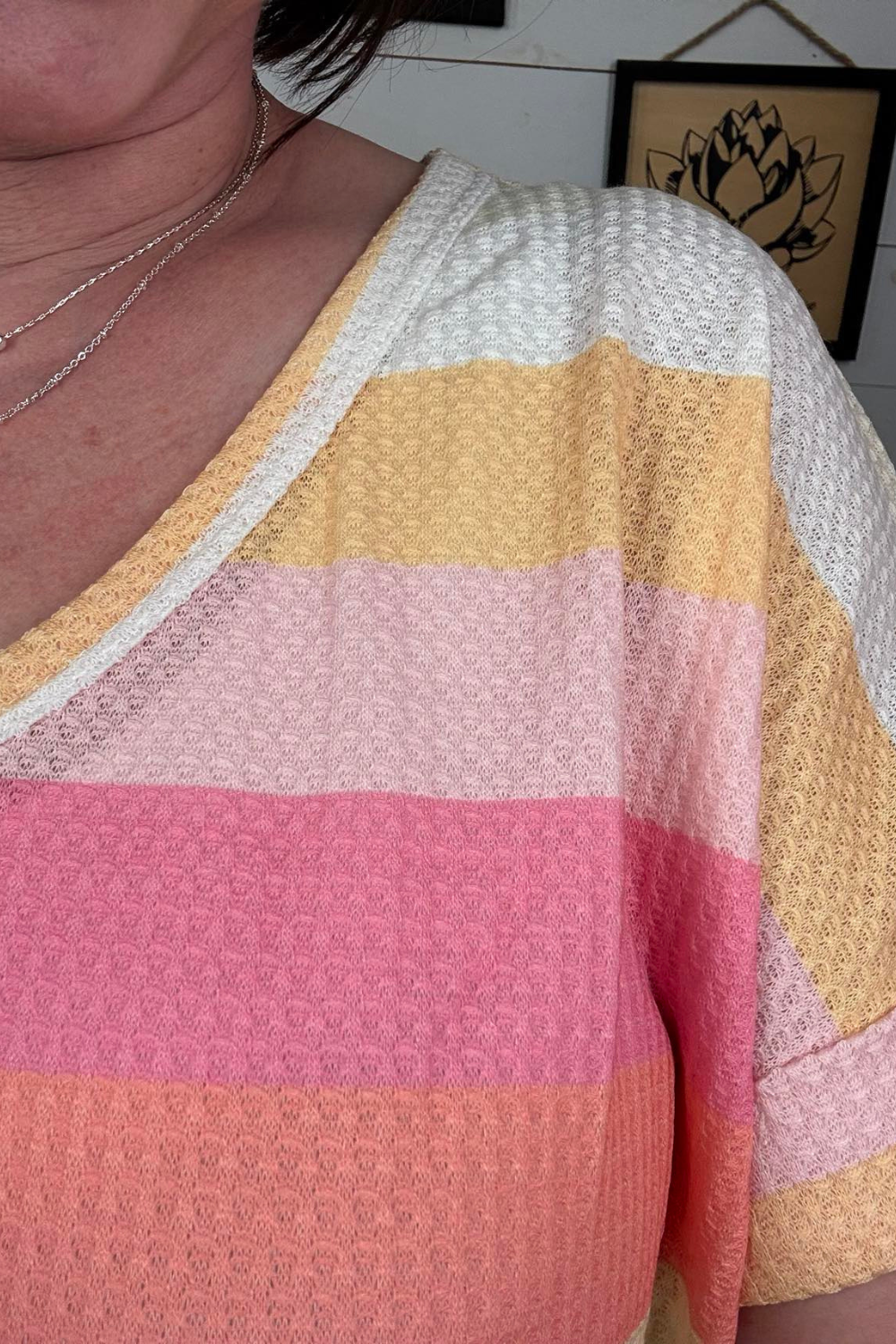Bridget Multi Stripe Waffle Knit Top