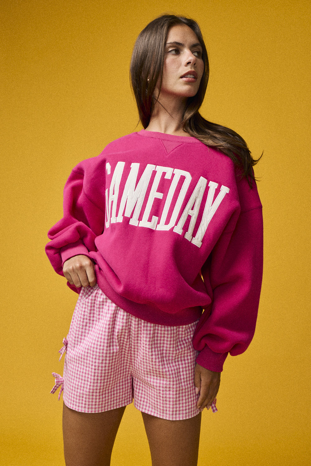 Margo Gameday Fleece Sweatshirt - Fuchsia