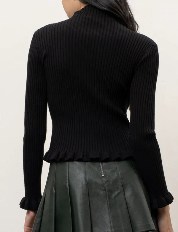 Lettuce Hem Mock Neck Sweater